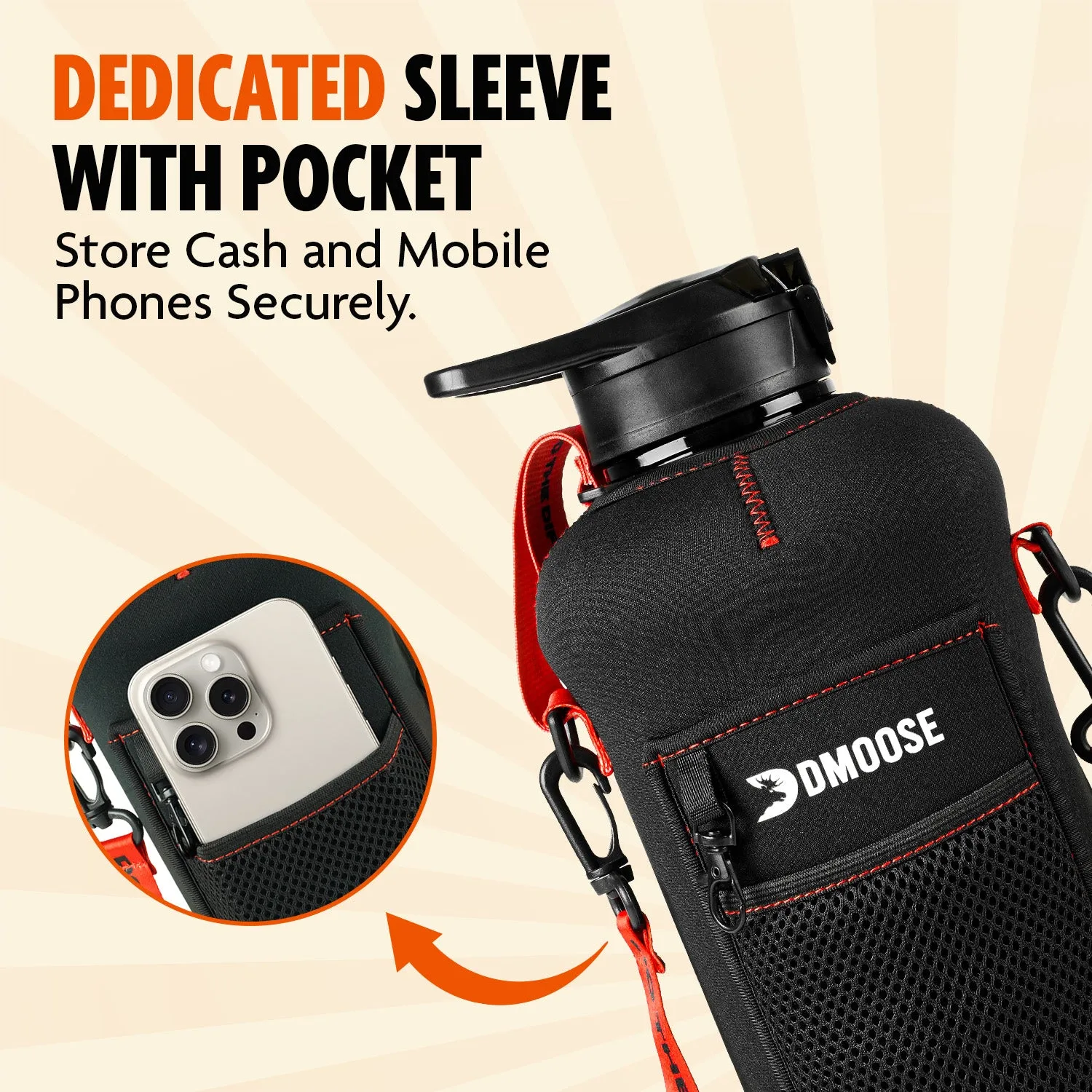 2.2L Water Bottle with Functional Sleeve