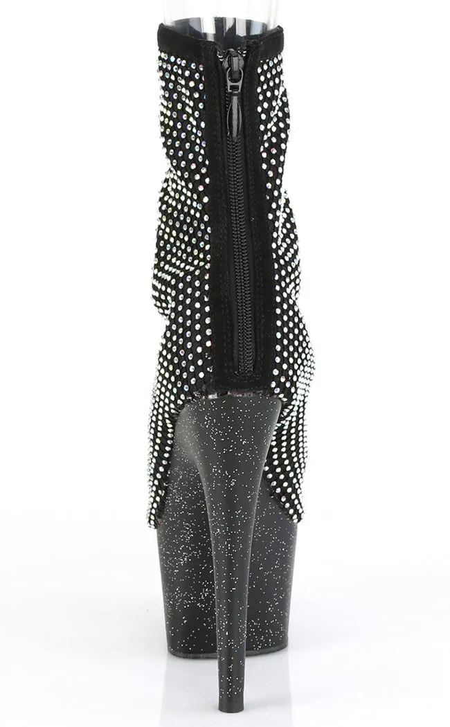 ADORE-1031 Black Rhinestone Mesh Booties
