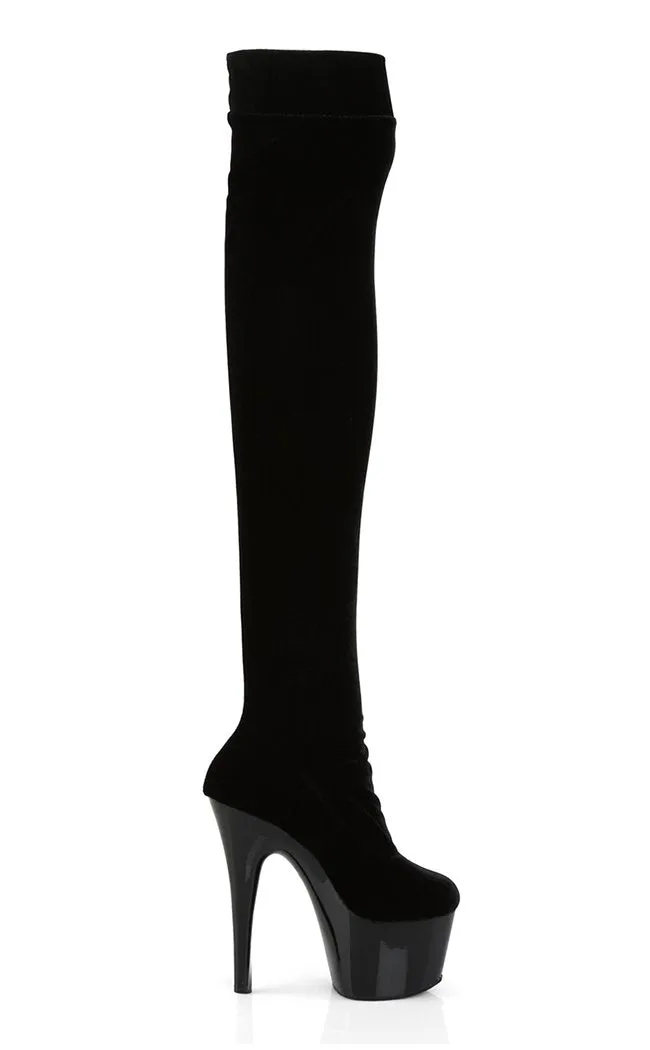 ADORE-3002 Black Velvet Thigh High Boots [In Stock]