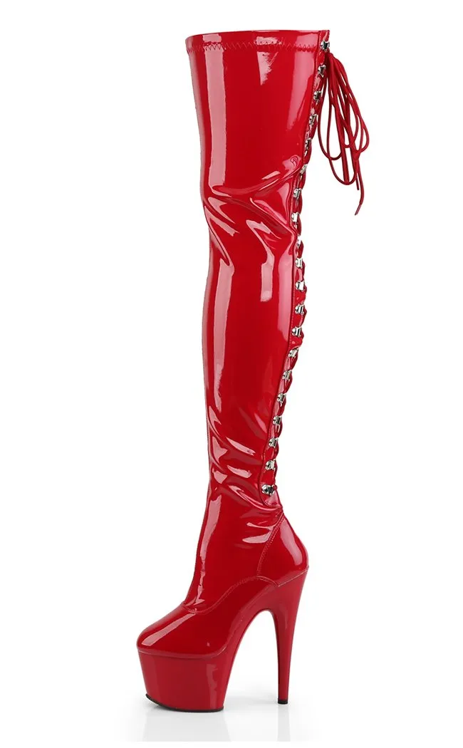 ADORE-3063 Red Patent Thigh High Boots