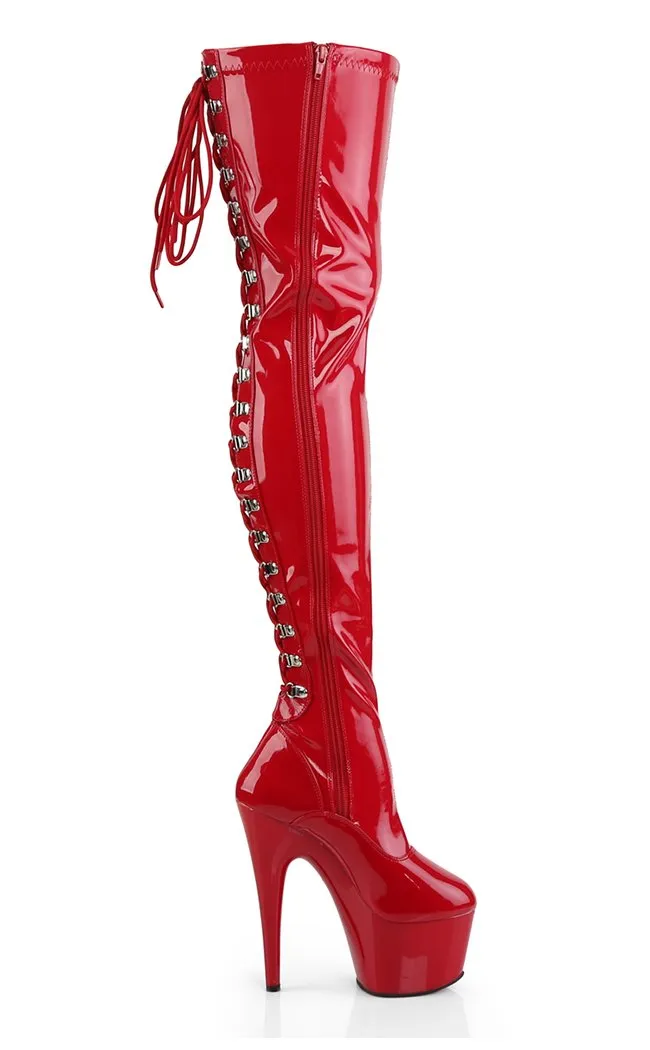ADORE-3063 Red Patent Thigh High Boots