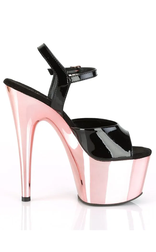 ADORE-709 Black Patent & Rose Gold Heels