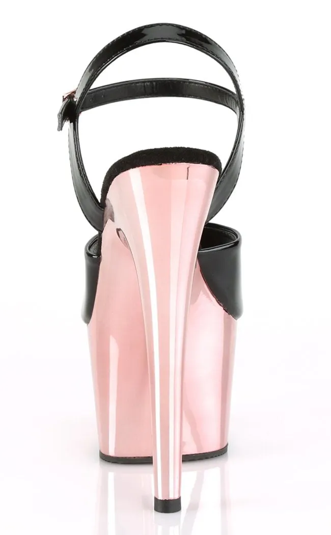 ADORE-709 Black Patent & Rose Gold Heels