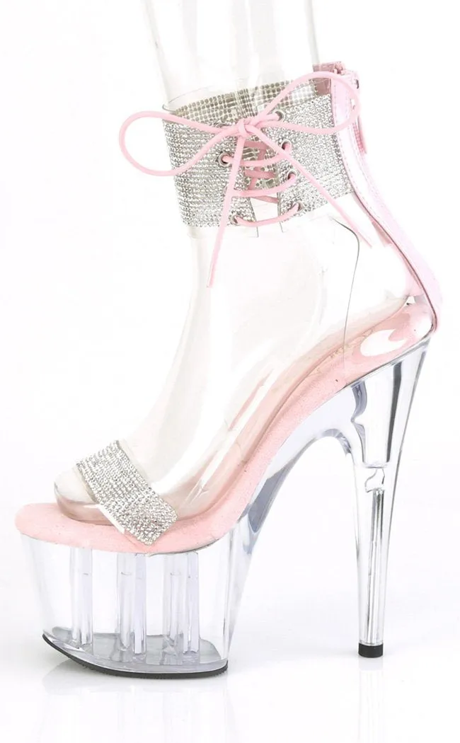 ADORE-727RS Clear & Baby Pink Rhinestone Heels