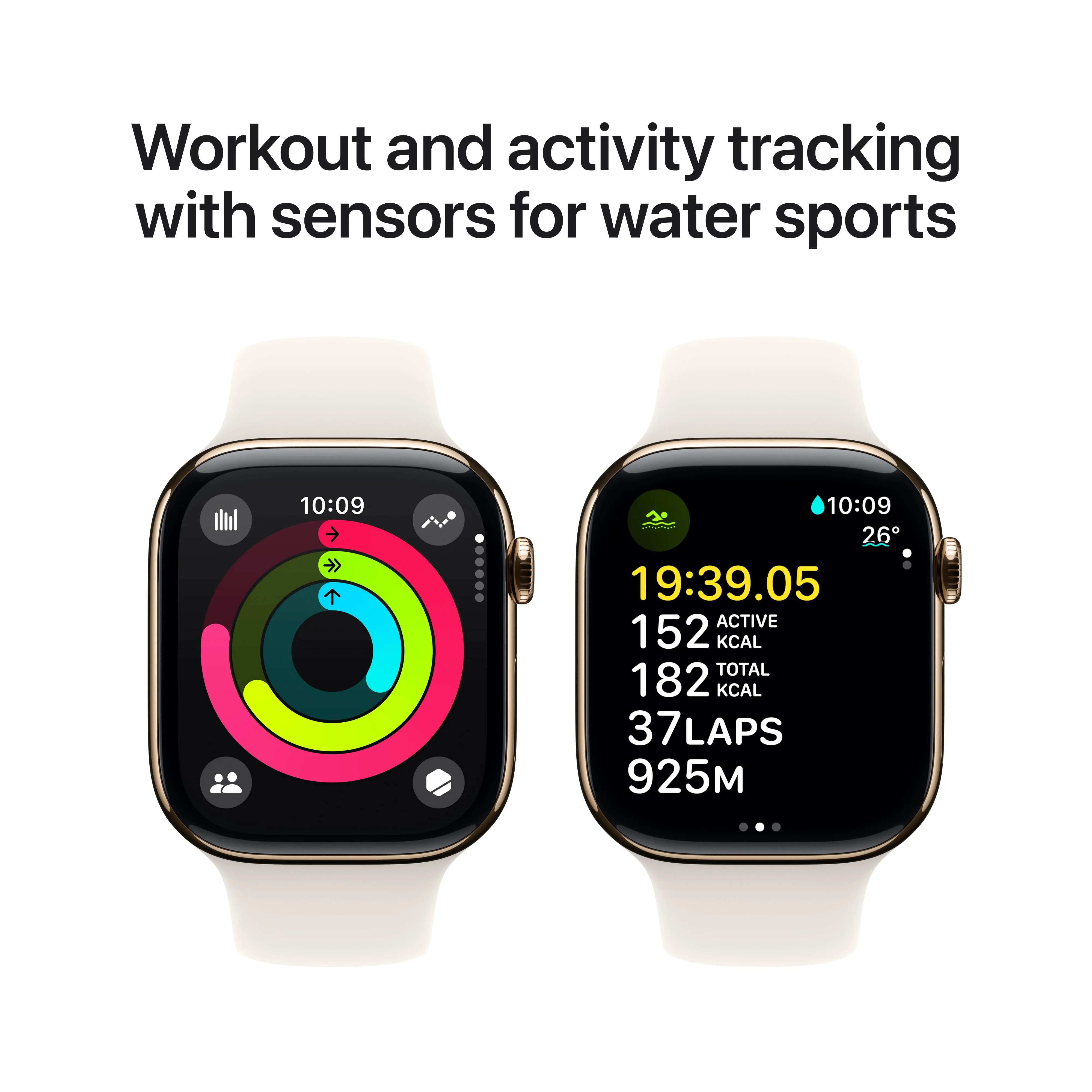 Apple Watch Series 10 GPS   Cellular 42mm Gold Titanium Case with Starlight Sport Band - S/M
