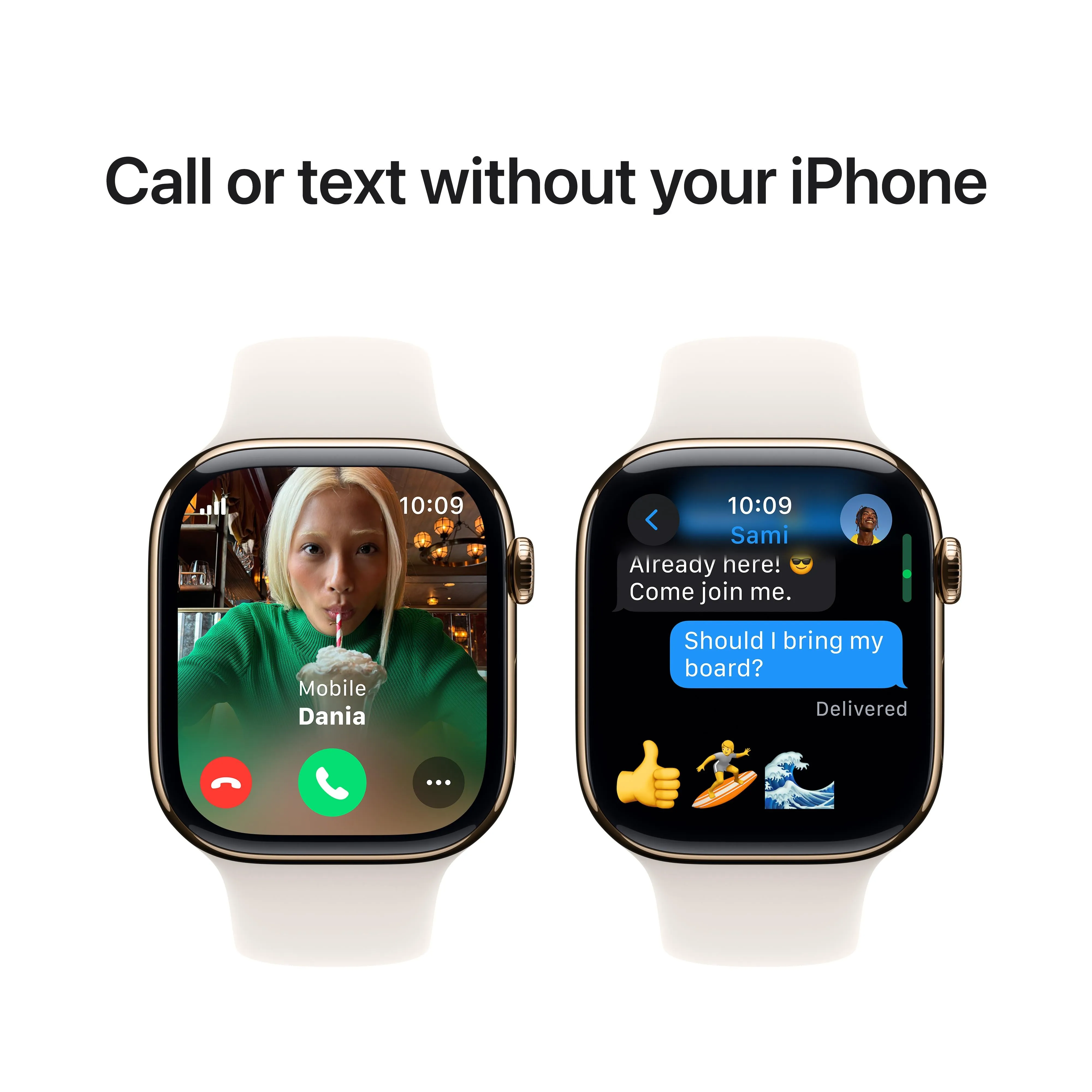 Apple Watch Series 10 GPS   Cellular 42mm Gold Titanium Case with Starlight Sport Band - S/M