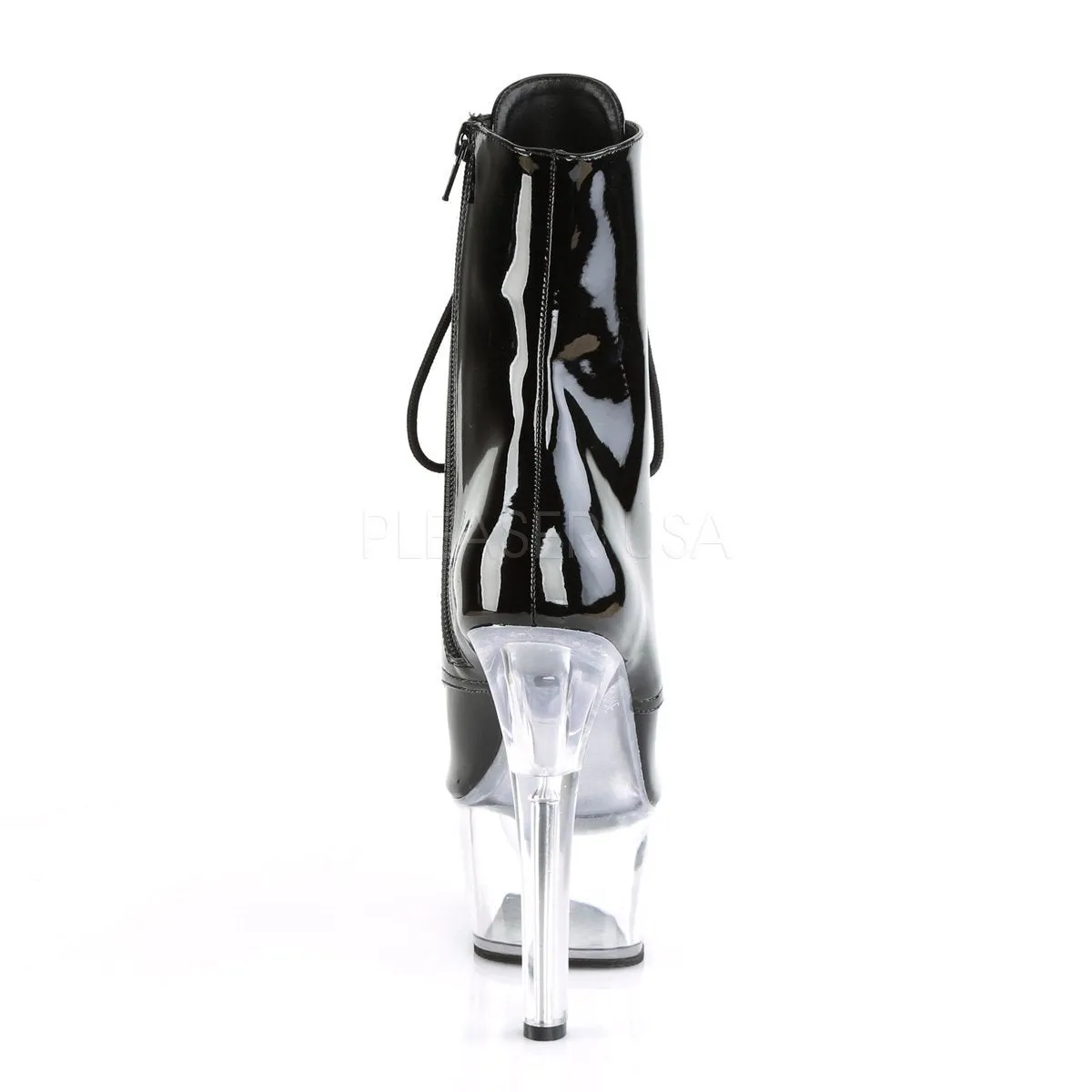 ASPIRE-1021 Black Patent & Clear Ankle Boots