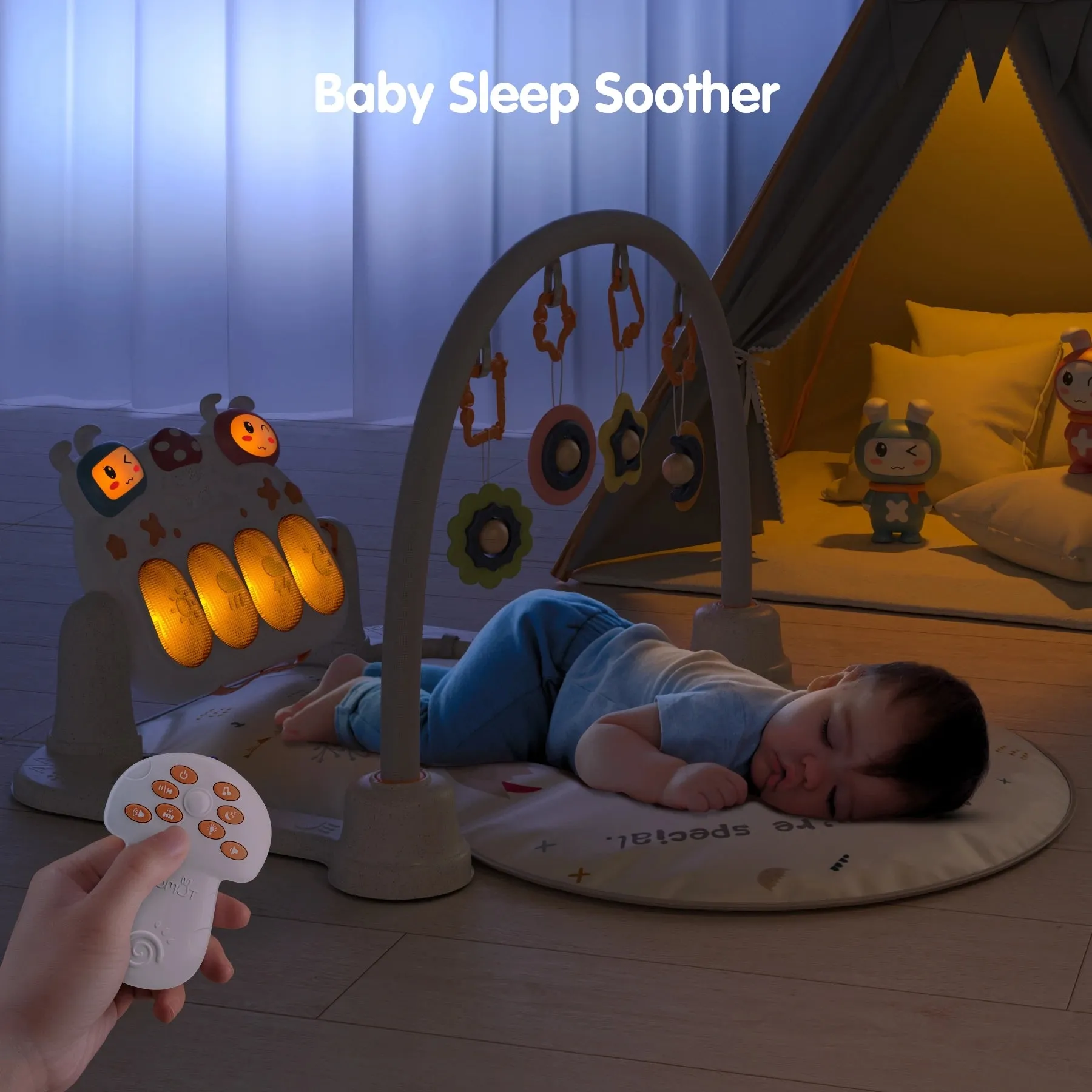 Baby gym activity play mat with light and music bluetooth play piano gym, early development activity toy for newborn 0 Month 