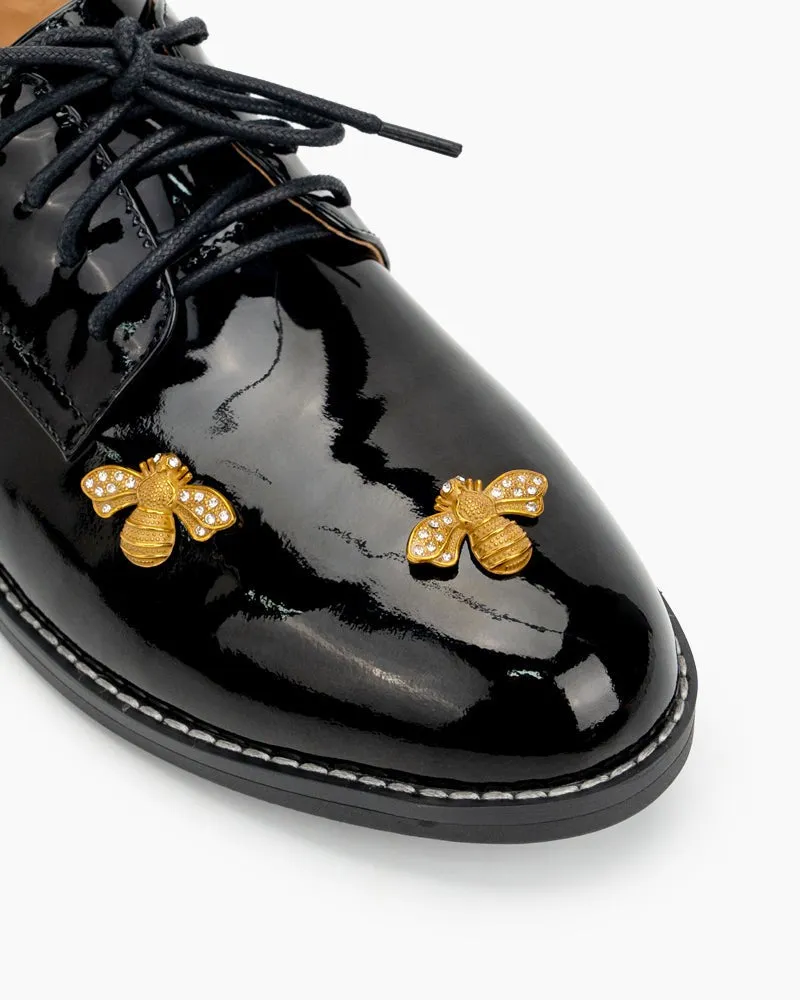 (Clean Up - US 6.5) Patent Leather Bee Pattern Loafers
