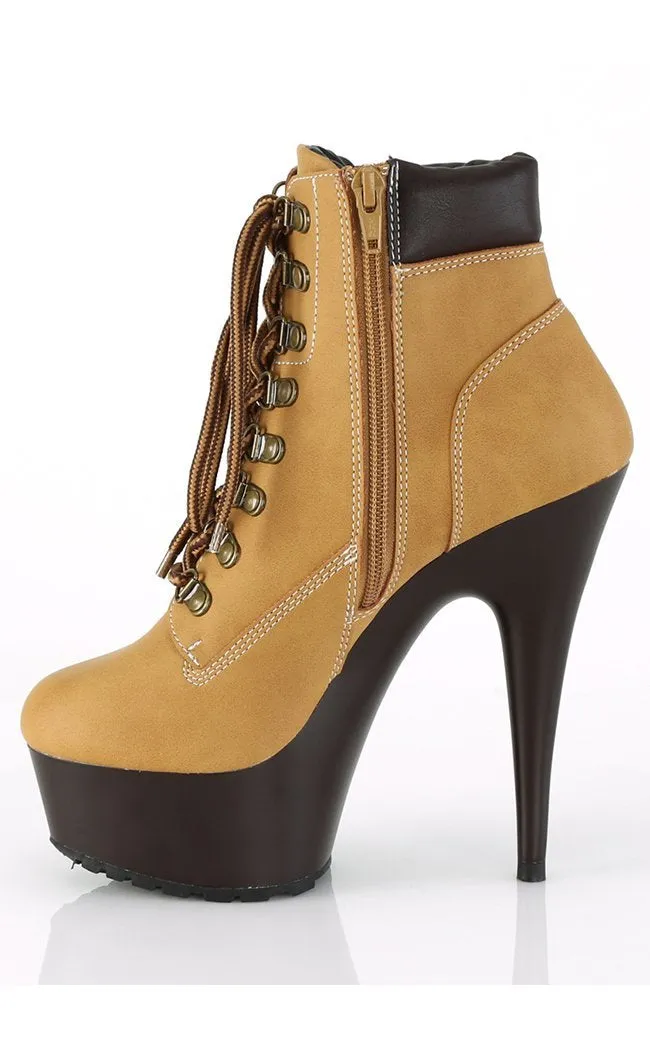DELIGHT-600TL-02 Brown Timberland Platform Ankle Boots