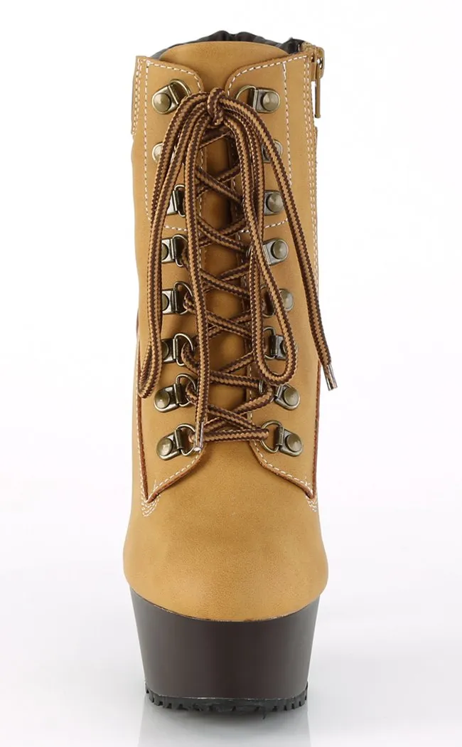 DELIGHT-600TL-02 Brown Timberland Platform Ankle Boots