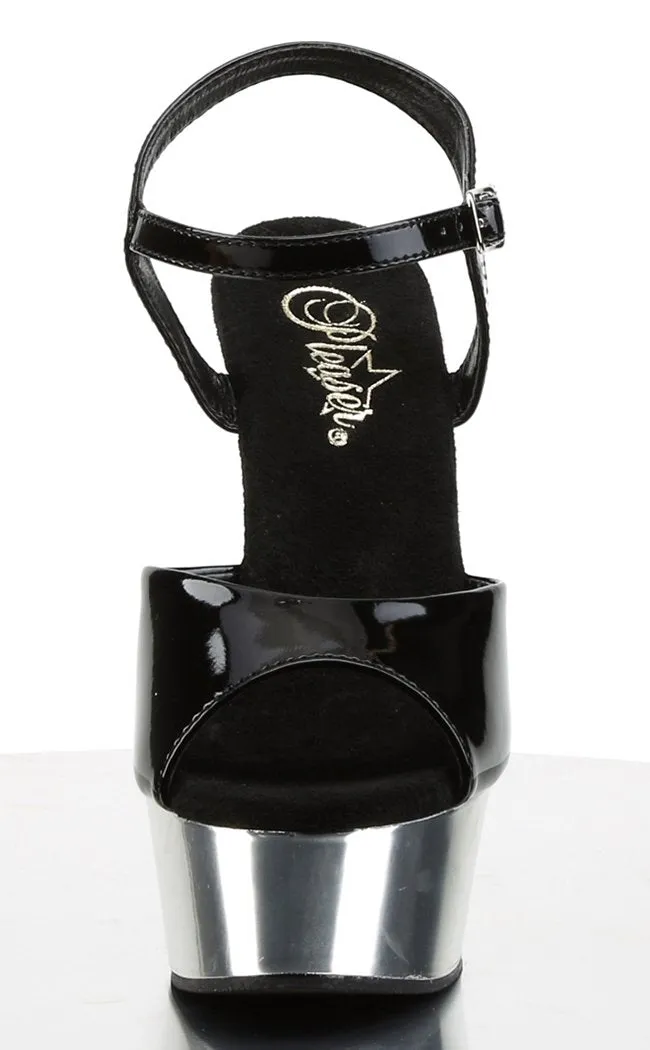 DELIGHT-609 Black & Silver Chrome Heels