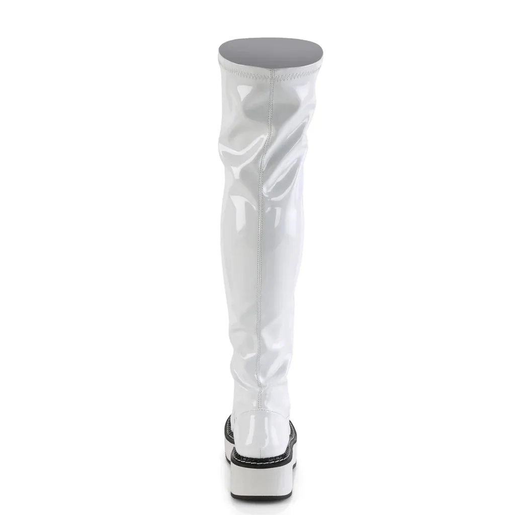Emily-375 White Patent Boots [In Stock]