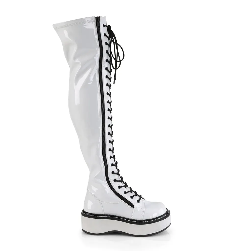 Emily-375 White Patent Boots [In Stock]