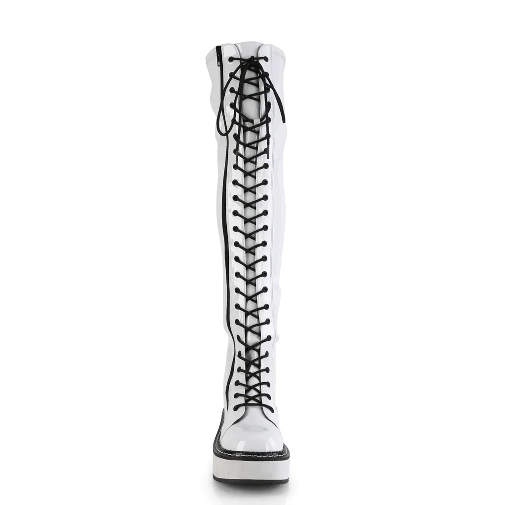 Emily-375 White Patent Boots [In Stock]