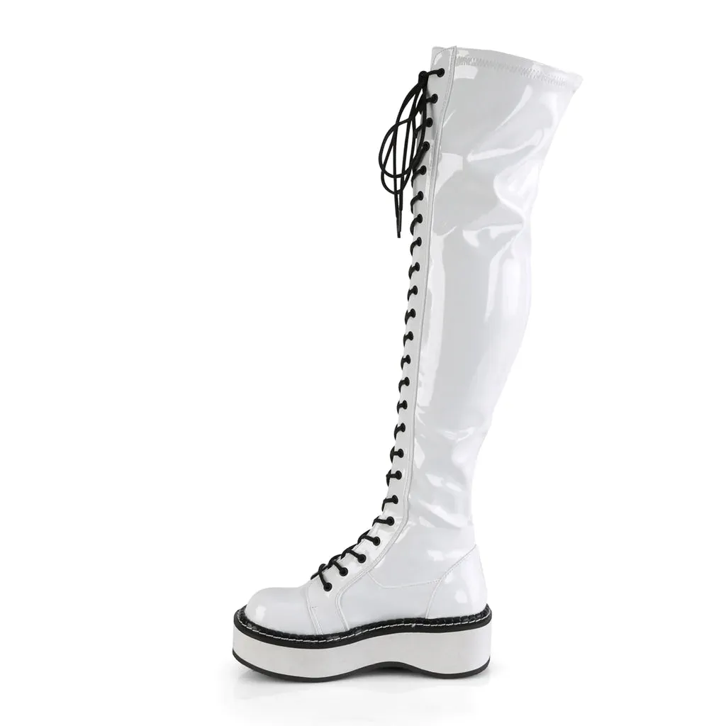 Emily-375 White Patent Boots [In Stock]