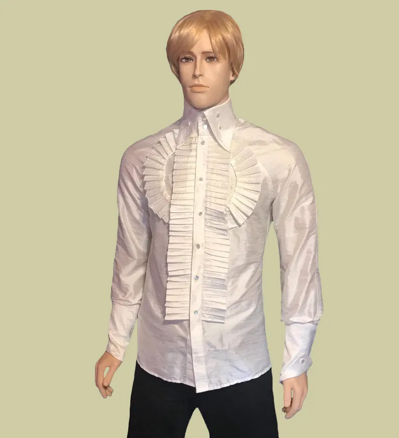 Men's Silk Ruffled Details Shirt
