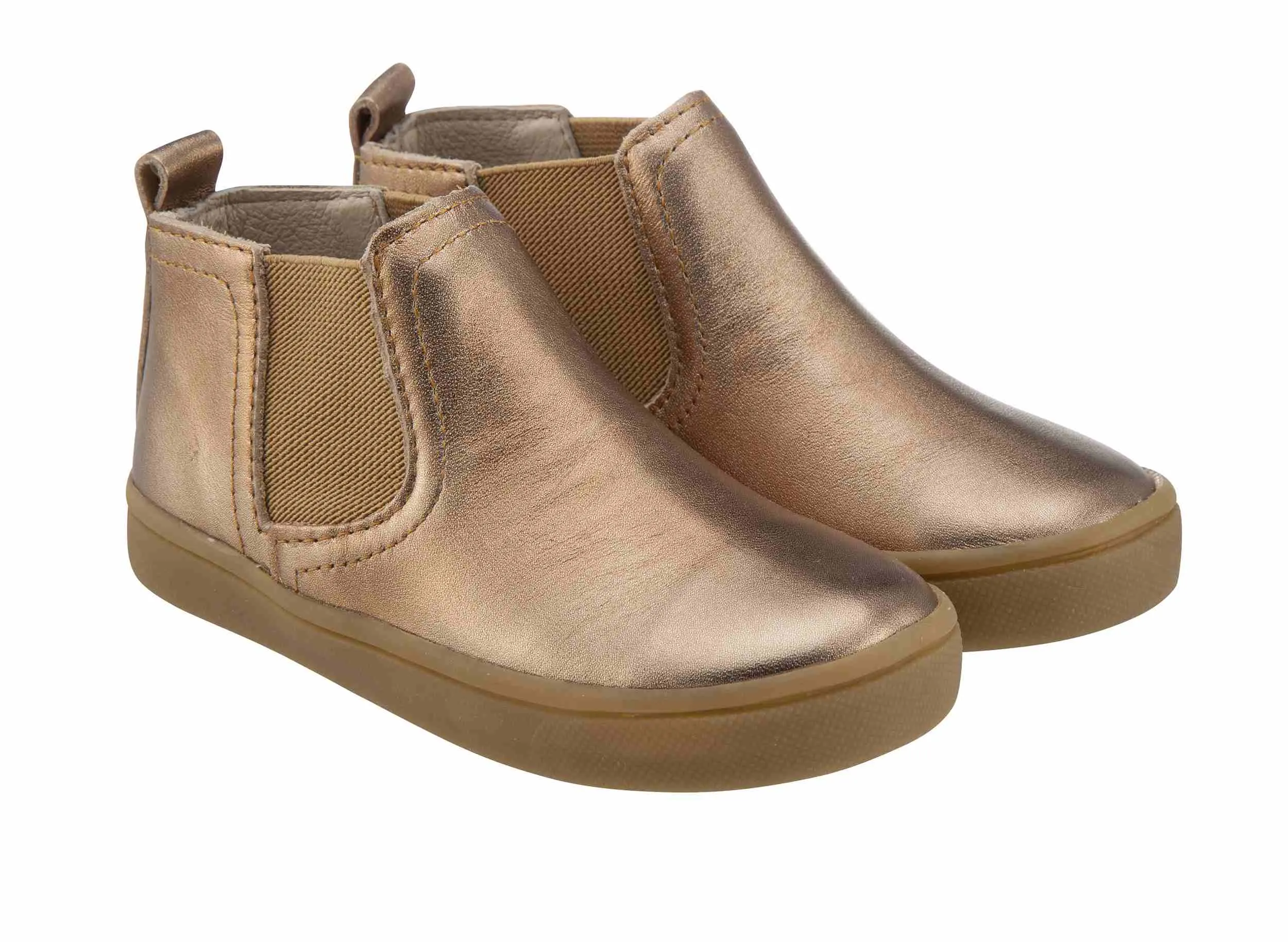Old Soles Girl's and Boy's Town Local Old Gold Smooth Leather Slip On High Top Ankle Boot Sneaker