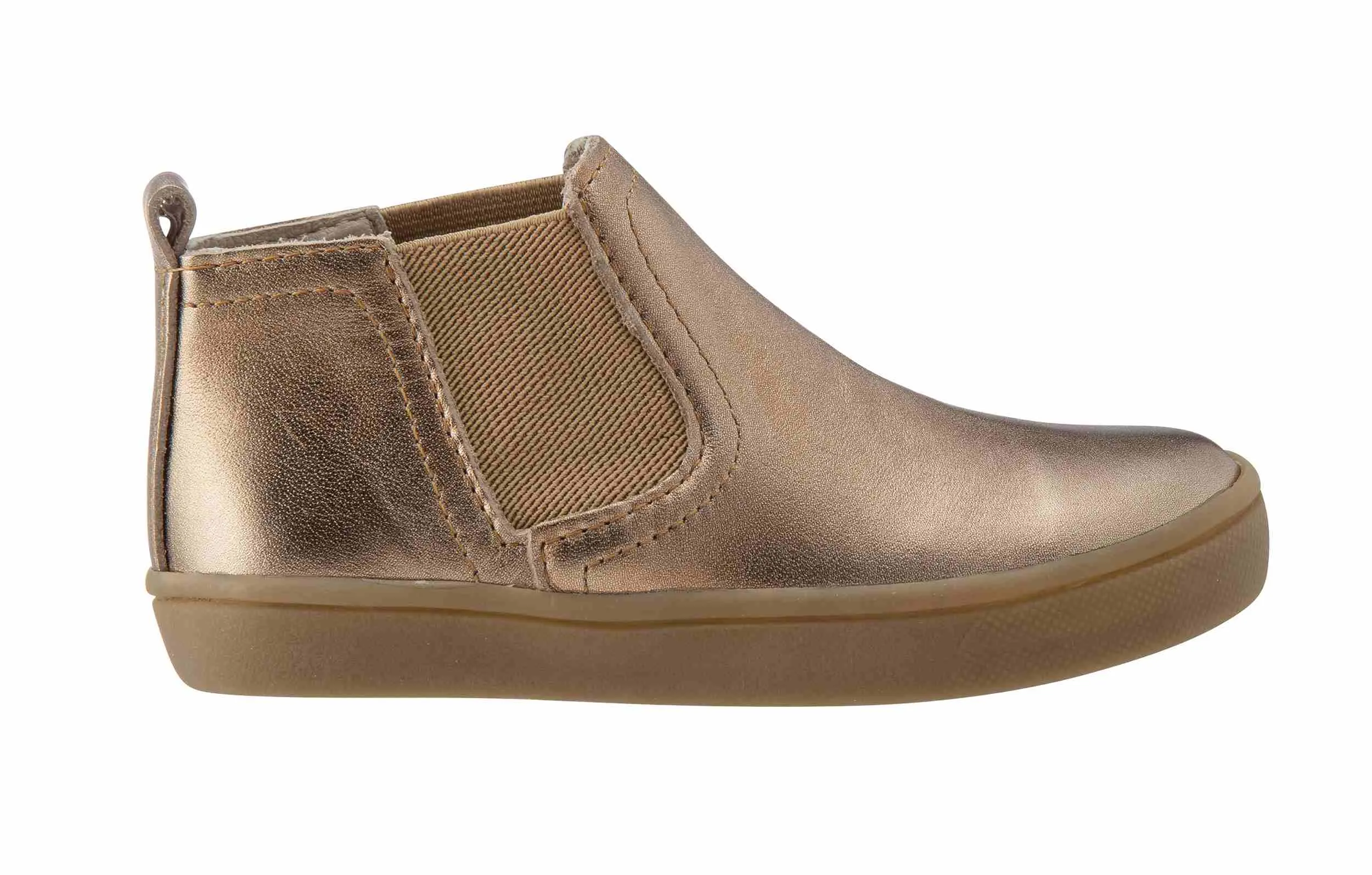 Old Soles Girl's and Boy's Town Local Old Gold Smooth Leather Slip On High Top Ankle Boot Sneaker