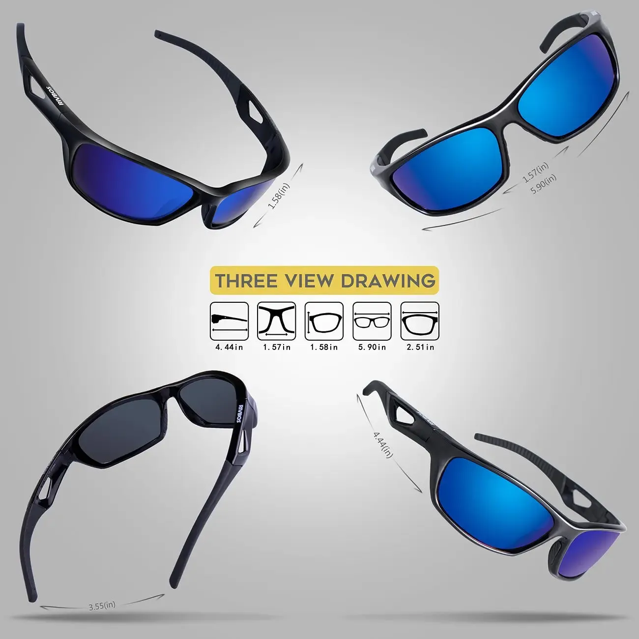 Polarized Sports Sunglasses Driving shades For Men TR90 Unbreakable Frame
