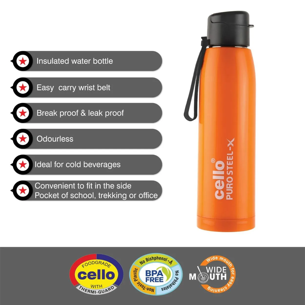 Puro Steel-X Cooper 900 Water Bottle, 740ml