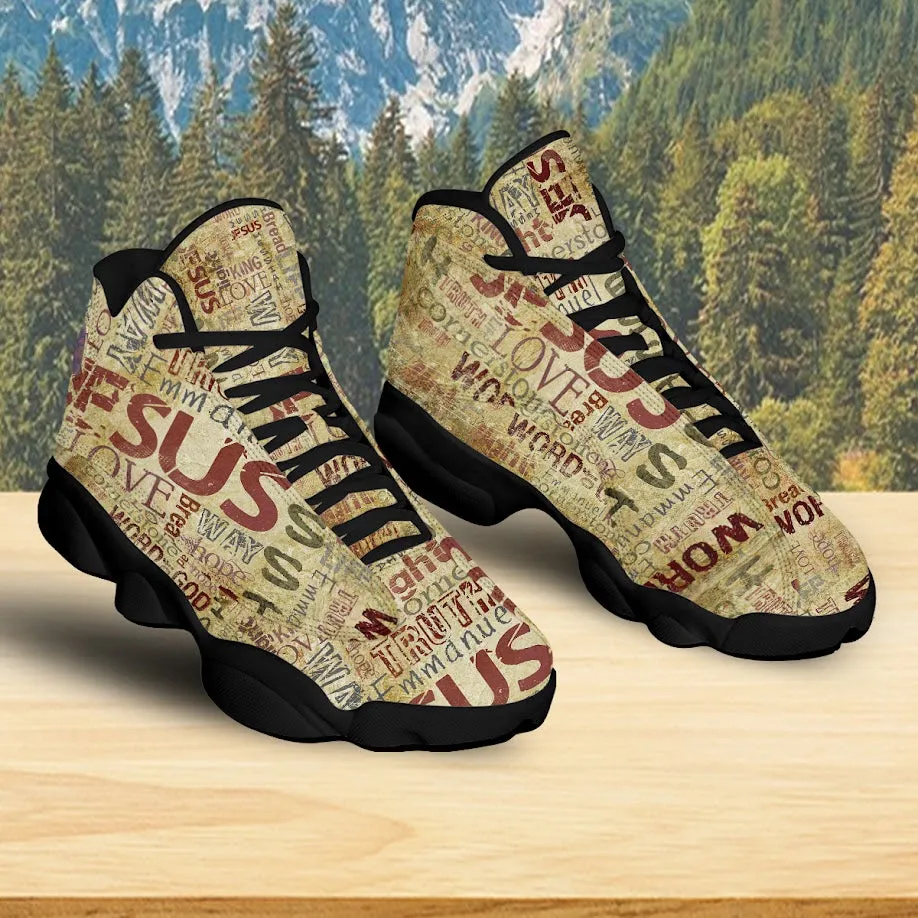 Teesdily | God's Bible Verses Basketball Shoes, Jesus Christ Religious Retro Shoes, Christian Unisex Basketball Shoes With Thick Soles