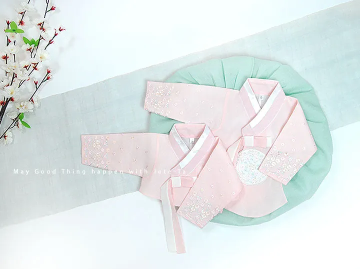Tiny Wild Flower Baby Girl Hanbok in Mint