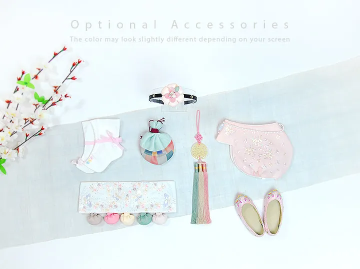 Tiny Wild Flower Baby Girl Hanbok in Mint