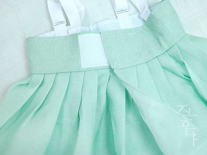 Tiny Wild Flower Baby Girl Hanbok in Mint