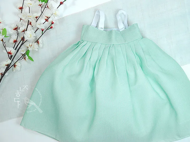 Tiny Wild Flower Baby Girl Hanbok in Mint