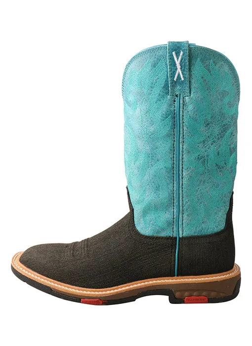 Twisted X Women's Lite Western Work Boot with CellStretch-Charcoal/Turquoise