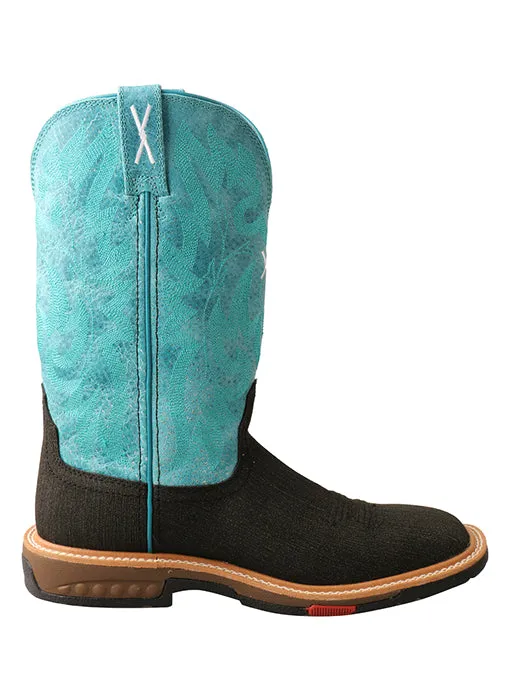 Twisted X Women's Lite Western Work Boot with CellStretch-Charcoal/Turquoise