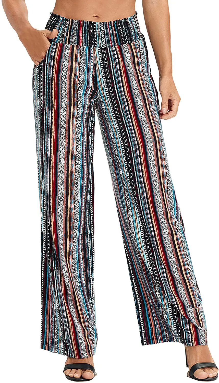 Urban CoCo Women's Boho Palazzo Pants Wide Leg Lounge Pants
