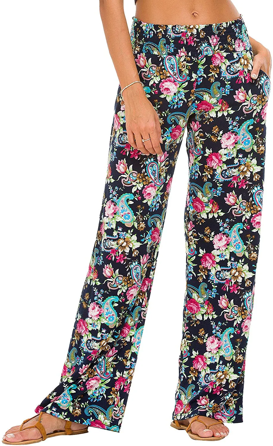 Urban CoCo Women's Boho Palazzo Pants Wide Leg Lounge Pants