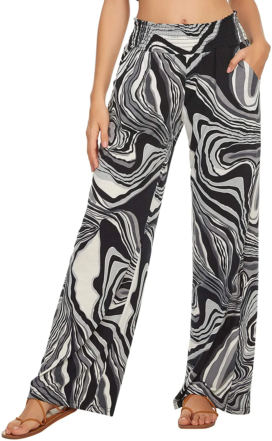 Urban CoCo Women's Boho Palazzo Pants Wide Leg Lounge Pants