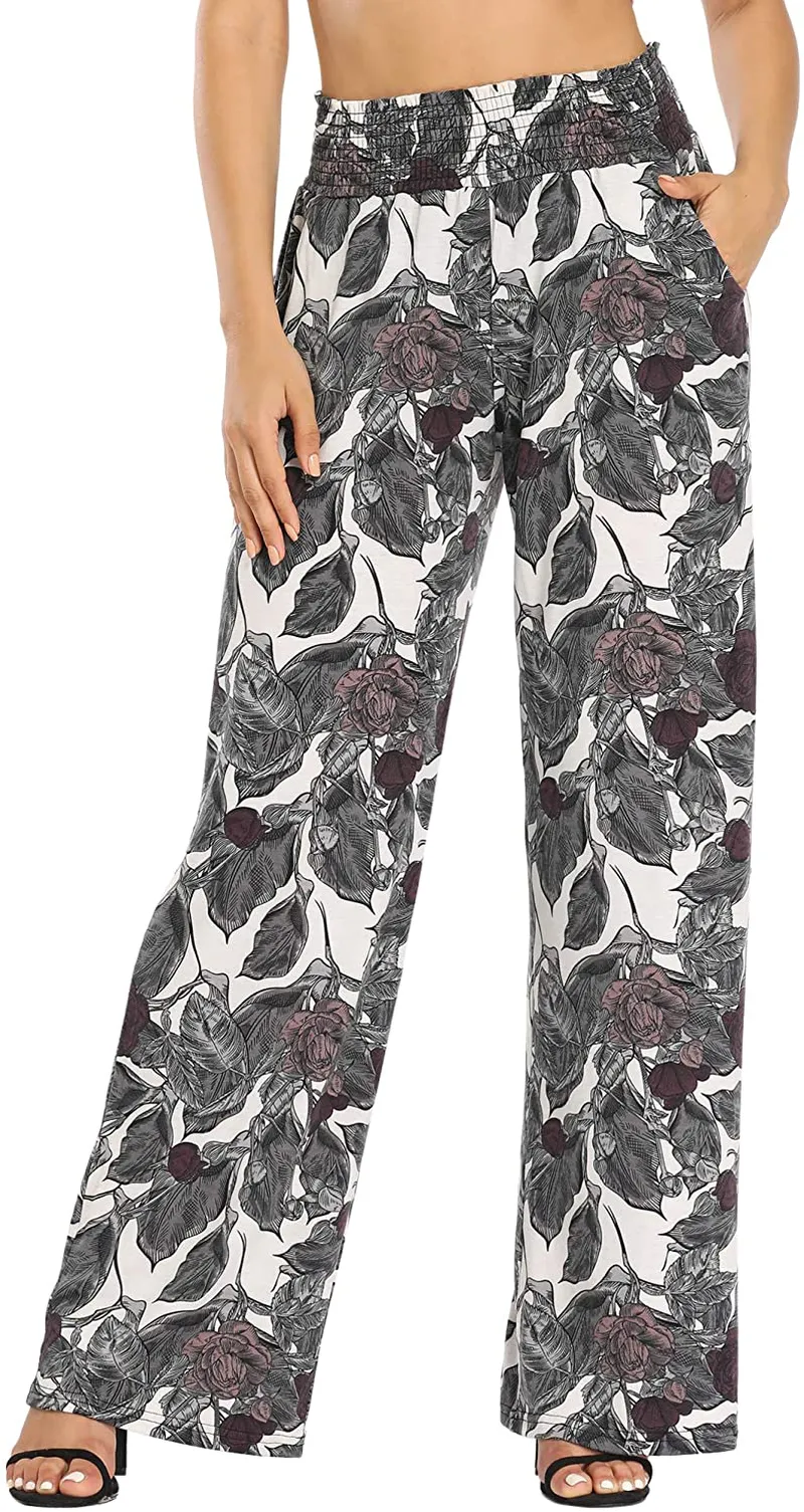 Urban CoCo Women's Boho Palazzo Pants Wide Leg Lounge Pants