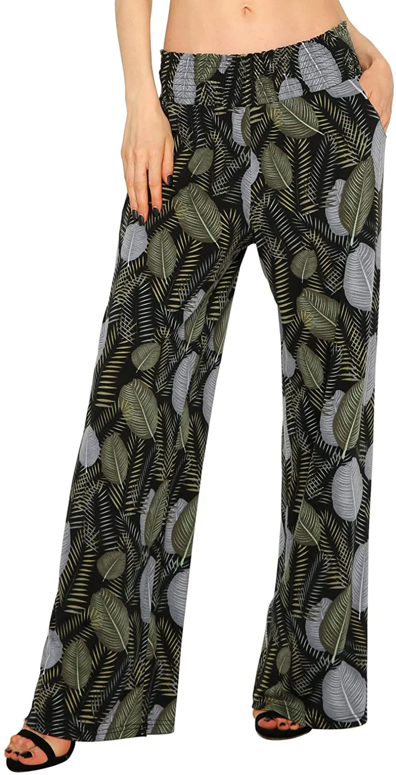Urban CoCo Women's Boho Palazzo Pants Wide Leg Lounge Pants