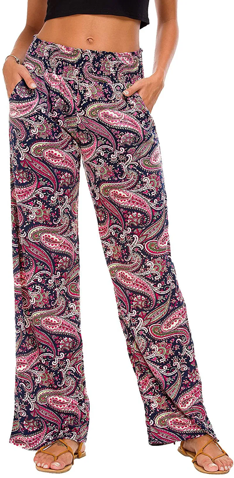 Urban CoCo Women's Boho Palazzo Pants Wide Leg Lounge Pants