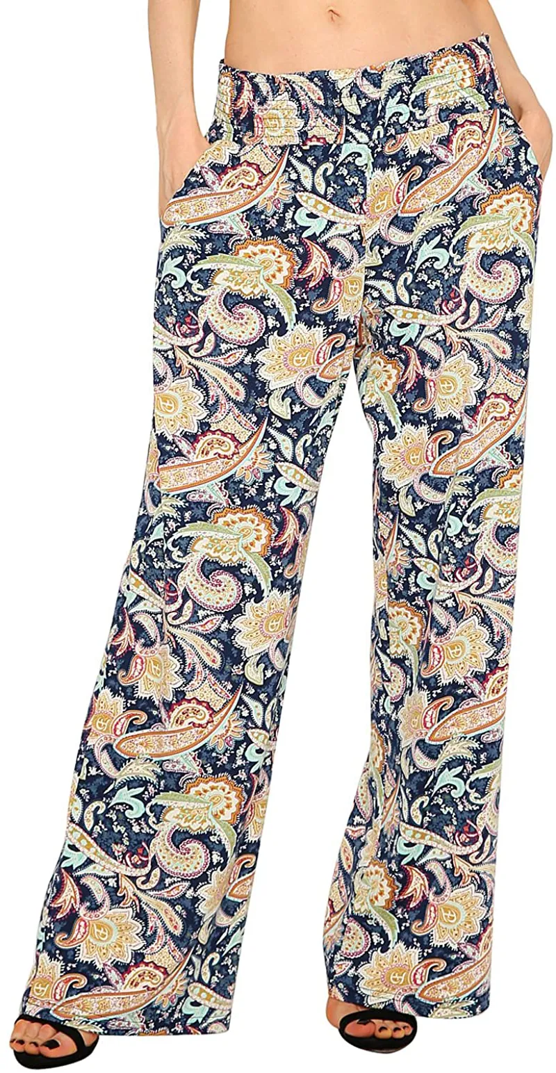 Urban CoCo Women's Boho Palazzo Pants Wide Leg Lounge Pants