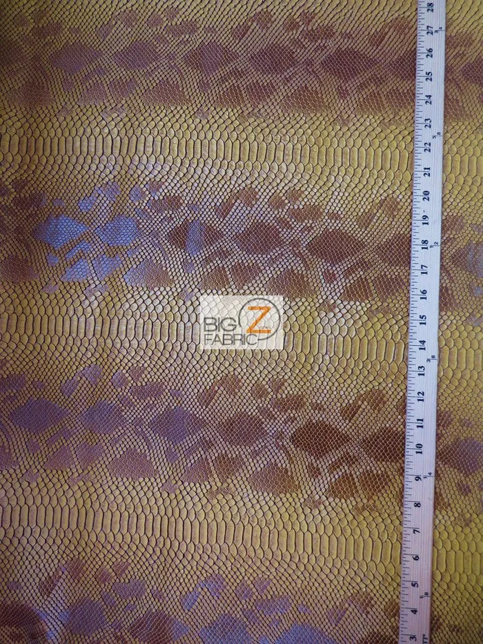 Viper Sopythana Embossed Snake Skin Vinyl Leather Fabric / Mamba Gold / By The Roll - 30 Yards